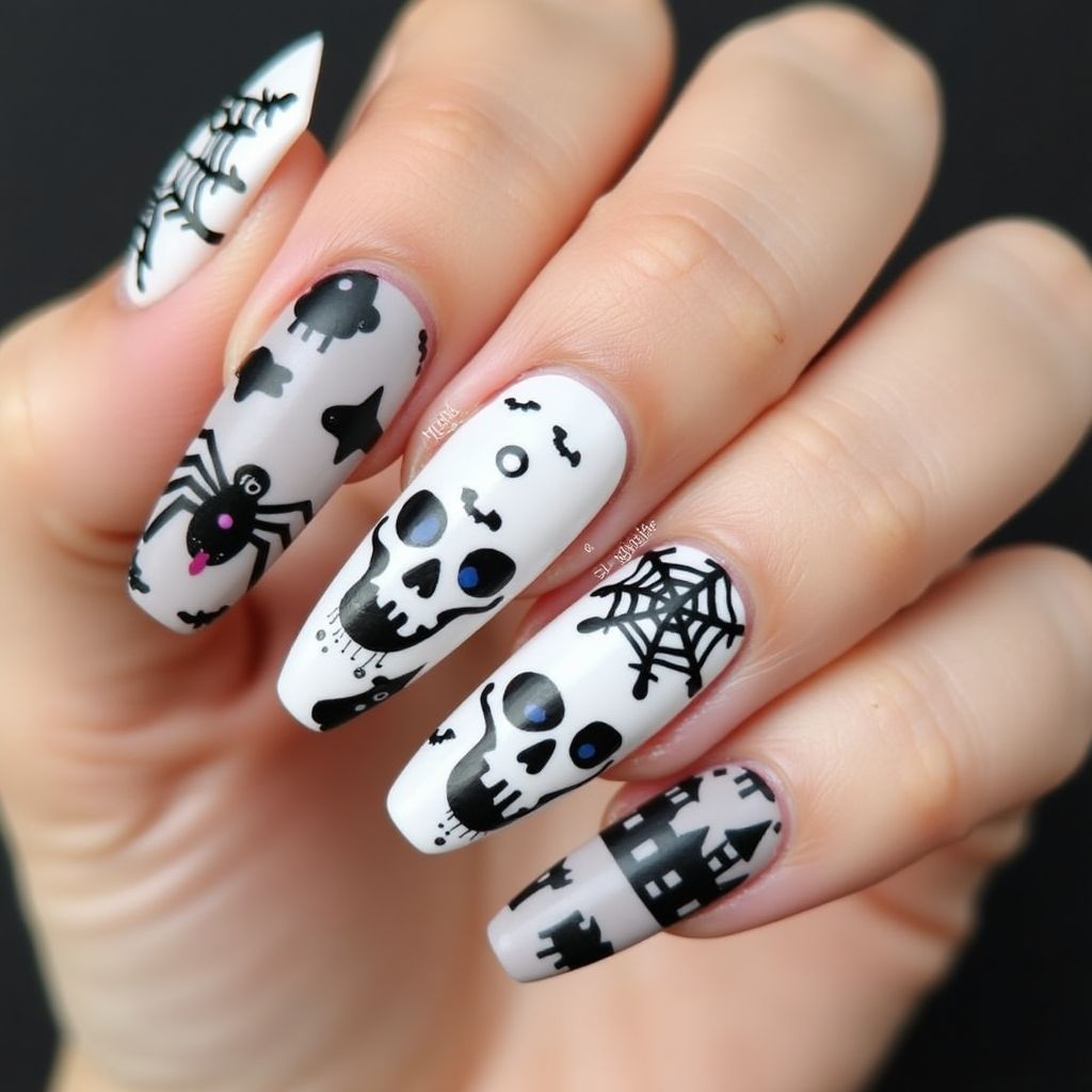 White Halloween Nail Design