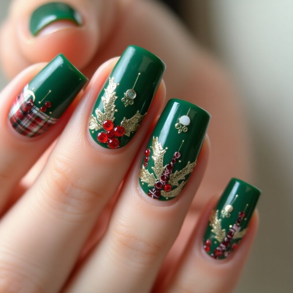 Green Christmas Nail Design