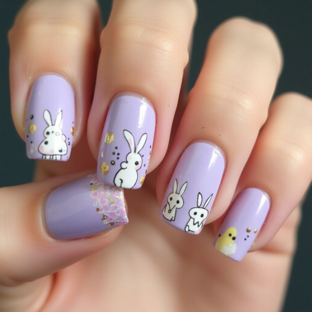 Pastel Purple Easter Nail Design