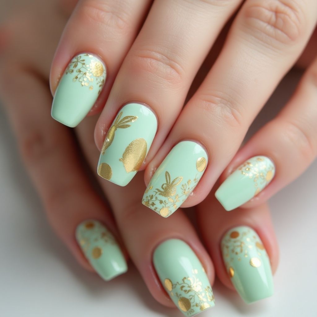Pastel Green Easter Nail Design