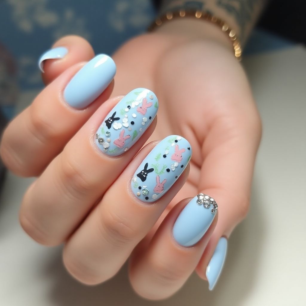 Sky Blue Easter Nail Design