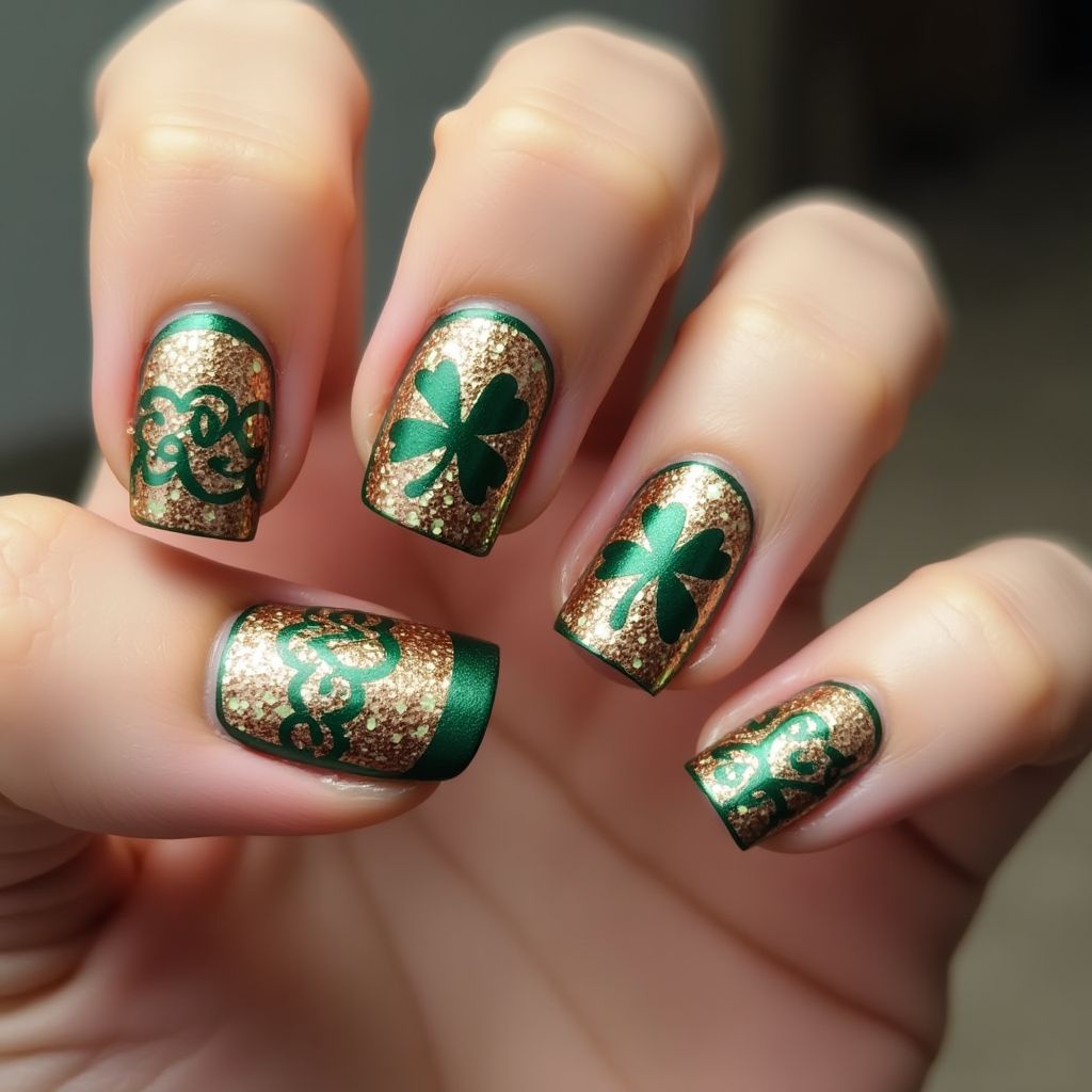 Copper St Patrick's Day Nail Design
