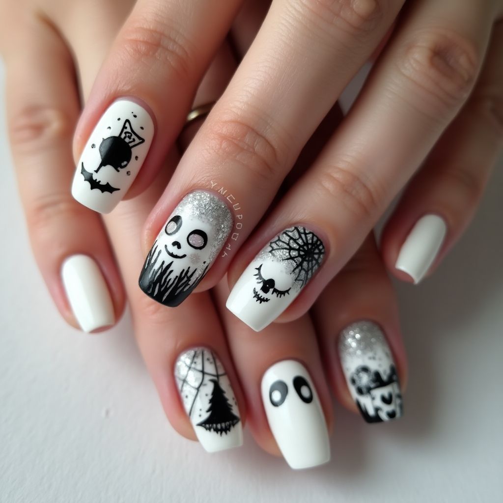White Halloween Nail Design