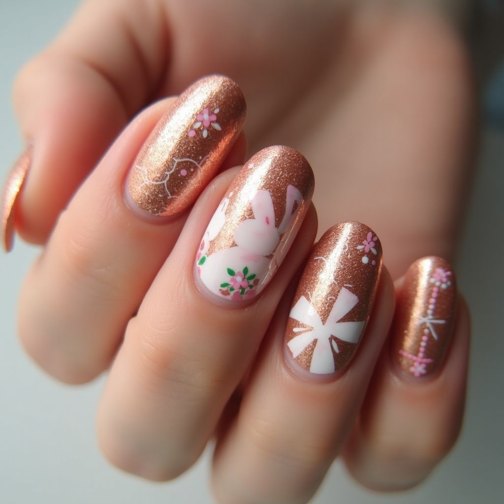 Copper Easter Nail Design