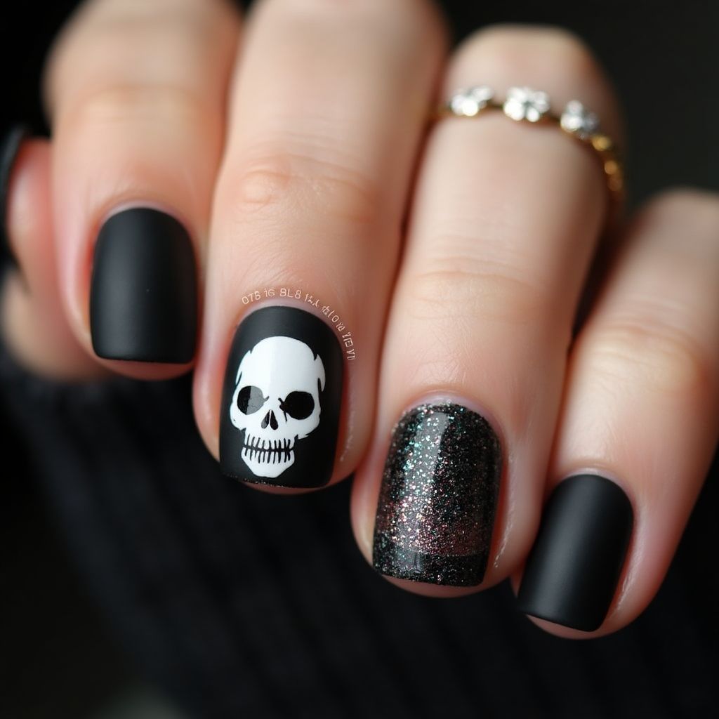 Black Halloween Nail Design
