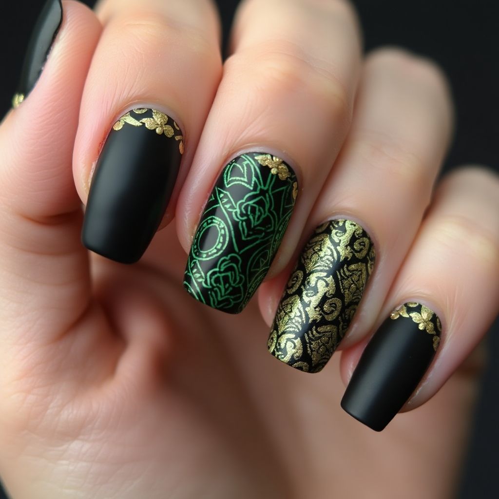 Black St Patrick's Day Nail Design