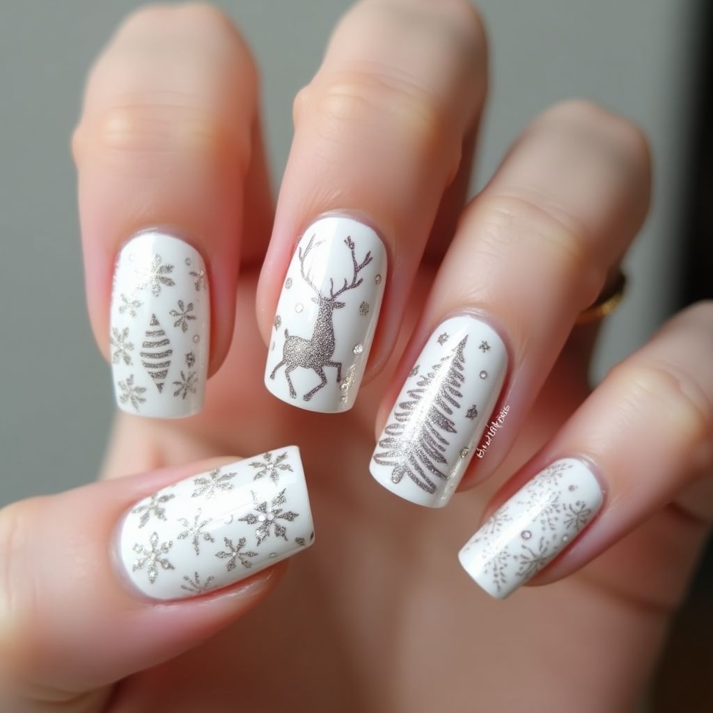 White Christmas Nail Design