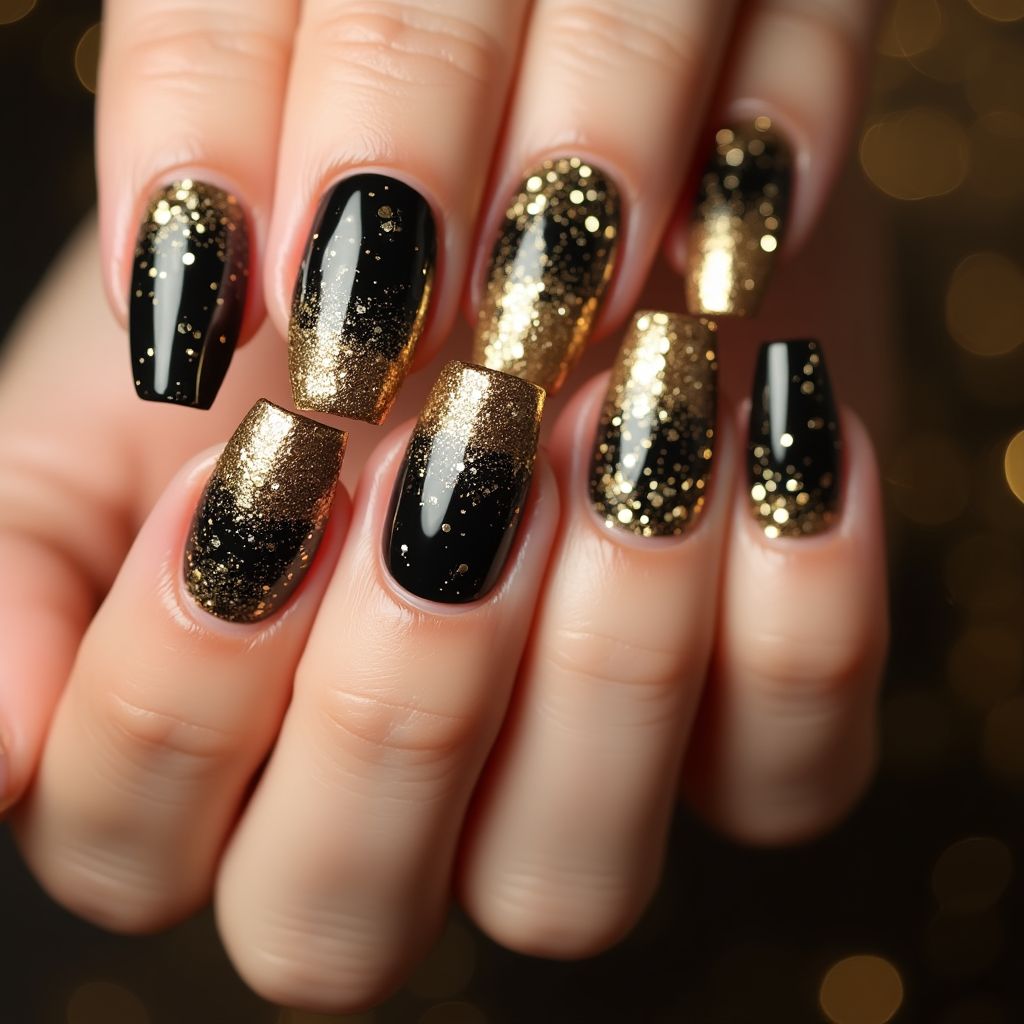 Gold New Year Nail Design