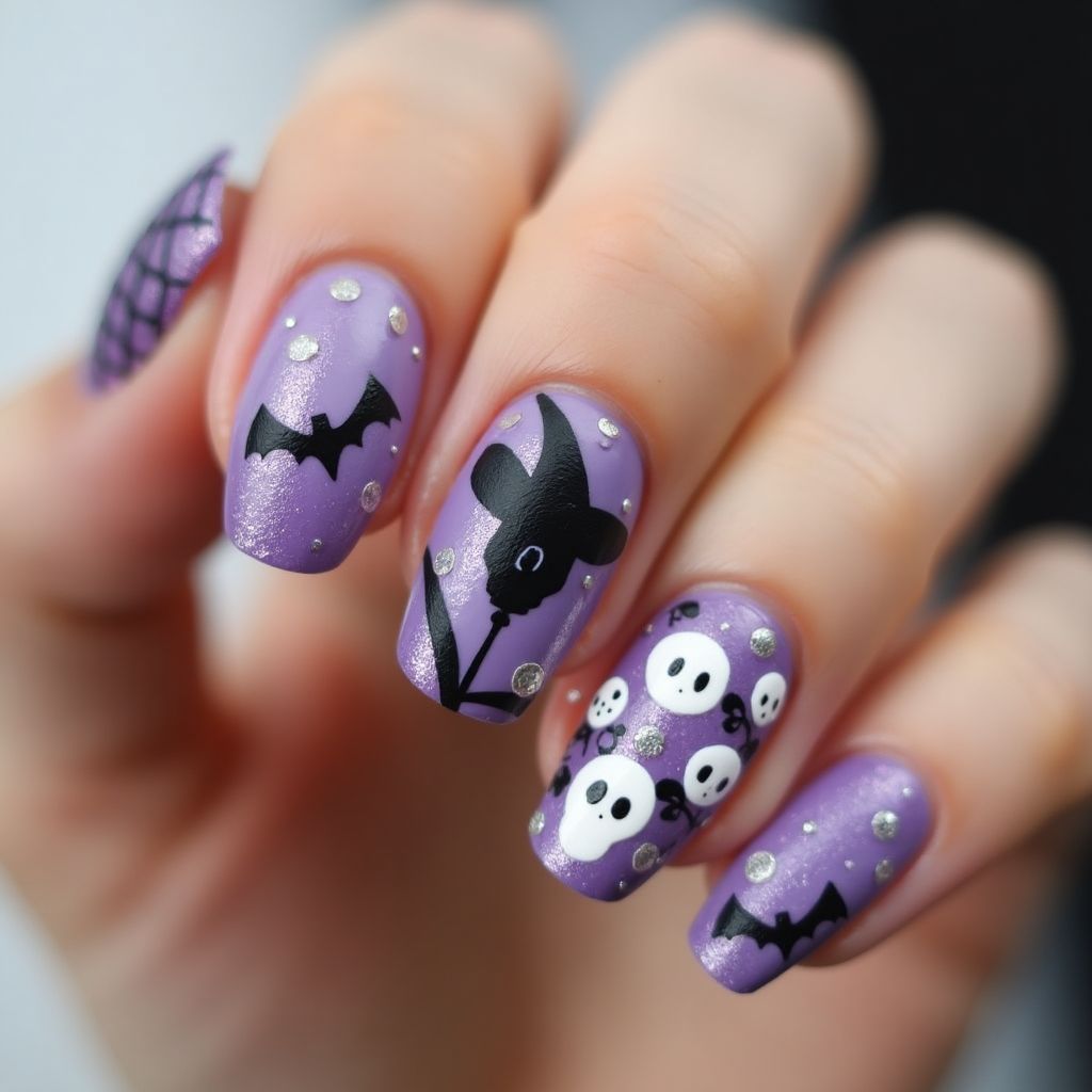 Lilac Halloween Nail Design