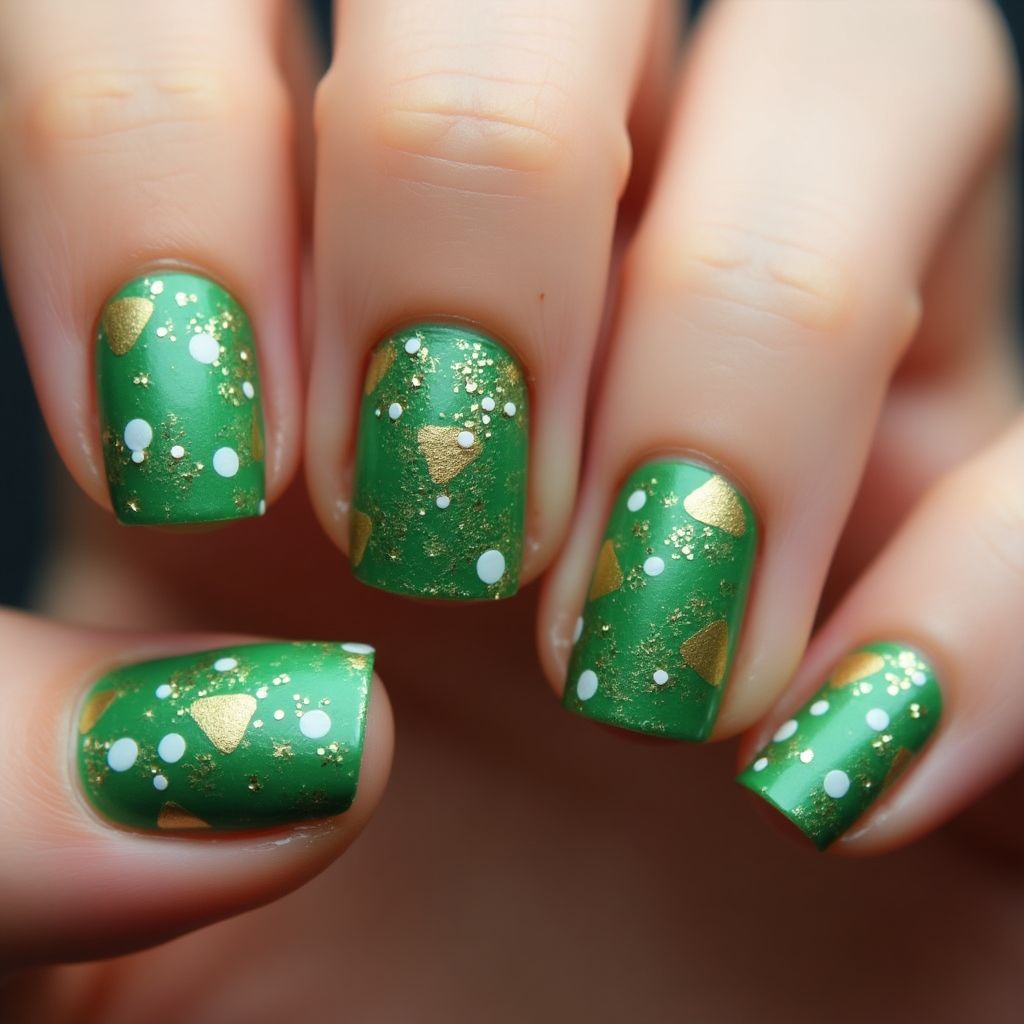 Olive Green St Patrick's Day Nail Design