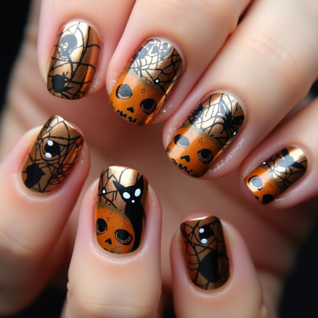 Bronze Halloween Nail Design