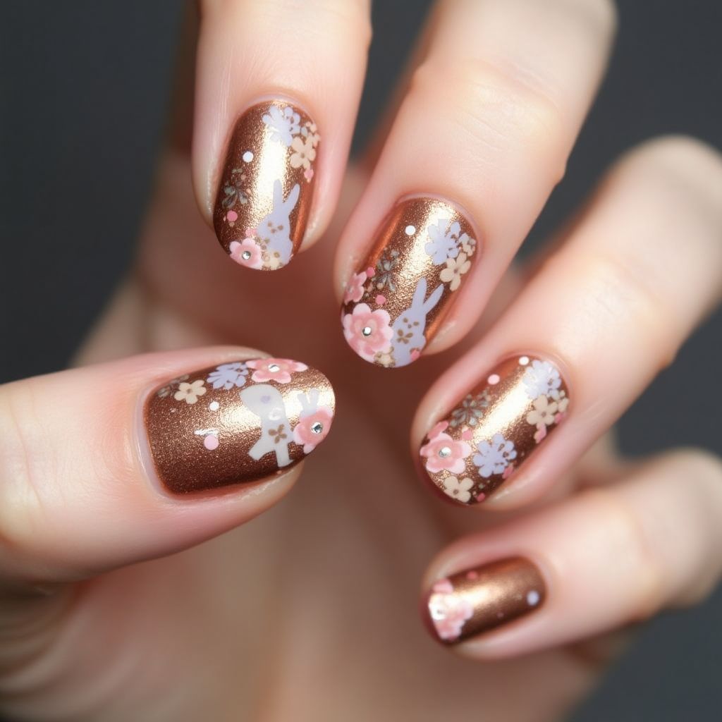 Bronze Easter Nail Design