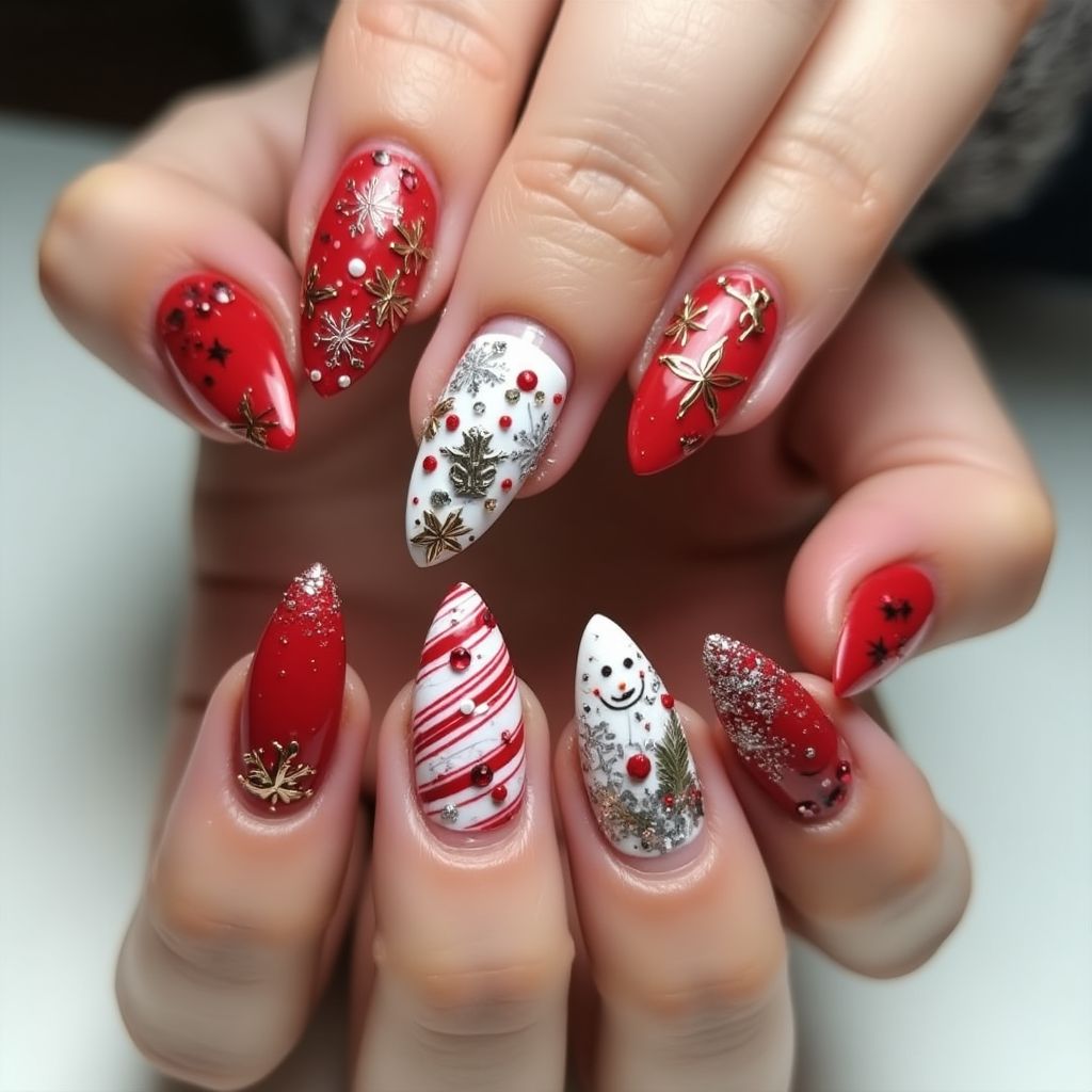 Red Christmas Nail Design