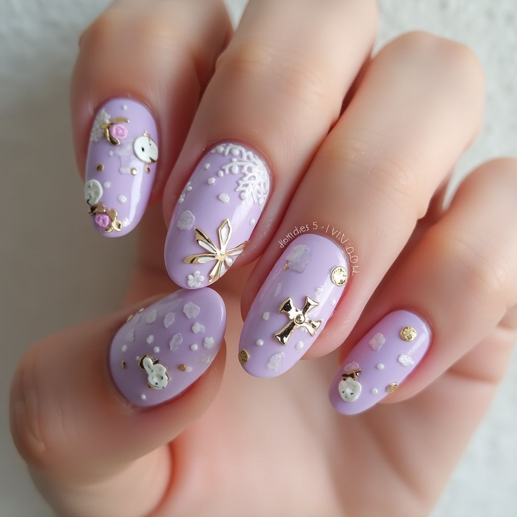 Lavender Easter Nail Design