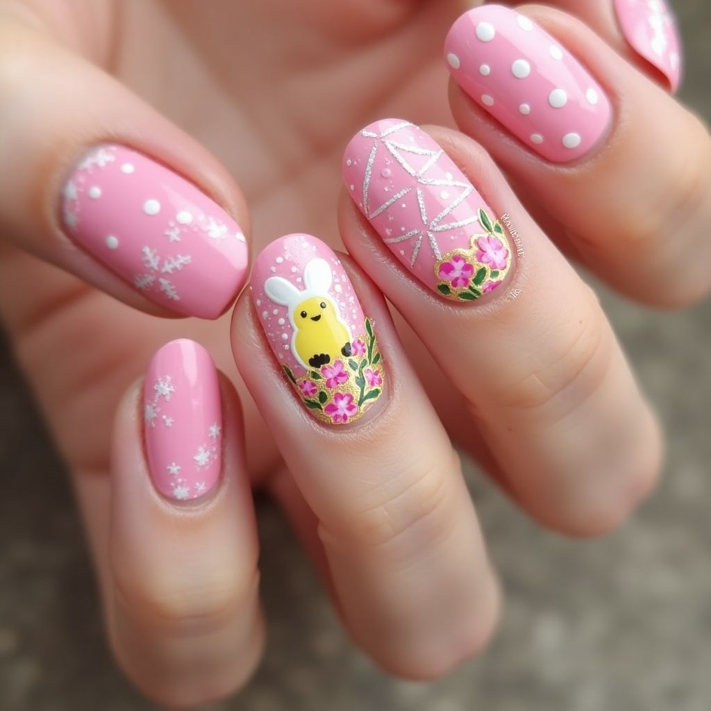 Hot Pink Easter Nail Design