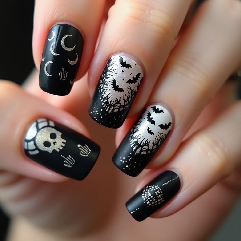 Black Halloween Nail Design