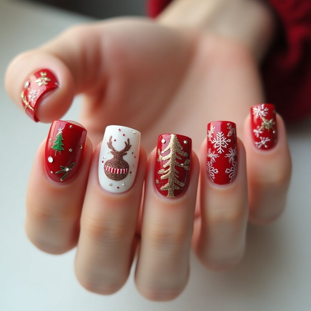 Red Christmas Nail Design