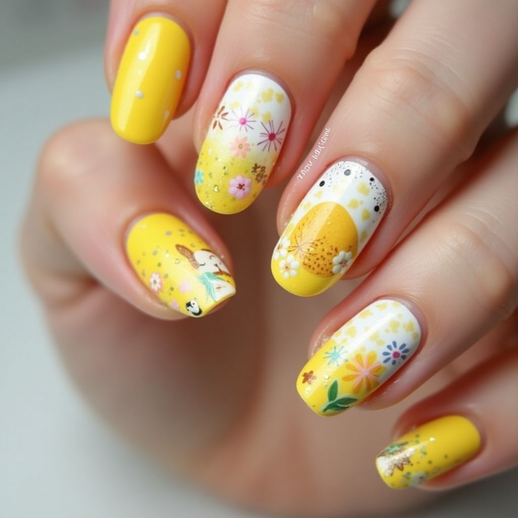 Yellow Easter Nail Design