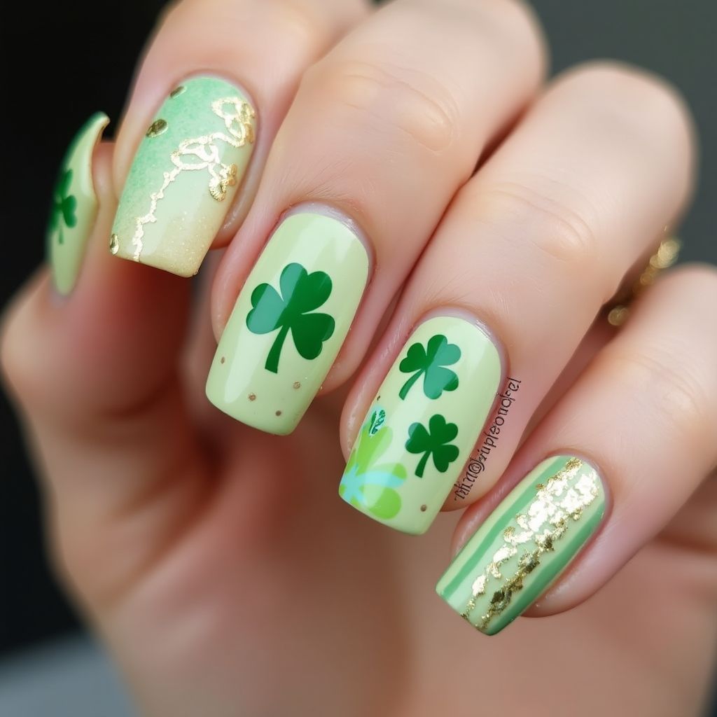 Pastel Green St Patrick's Day Nail Design