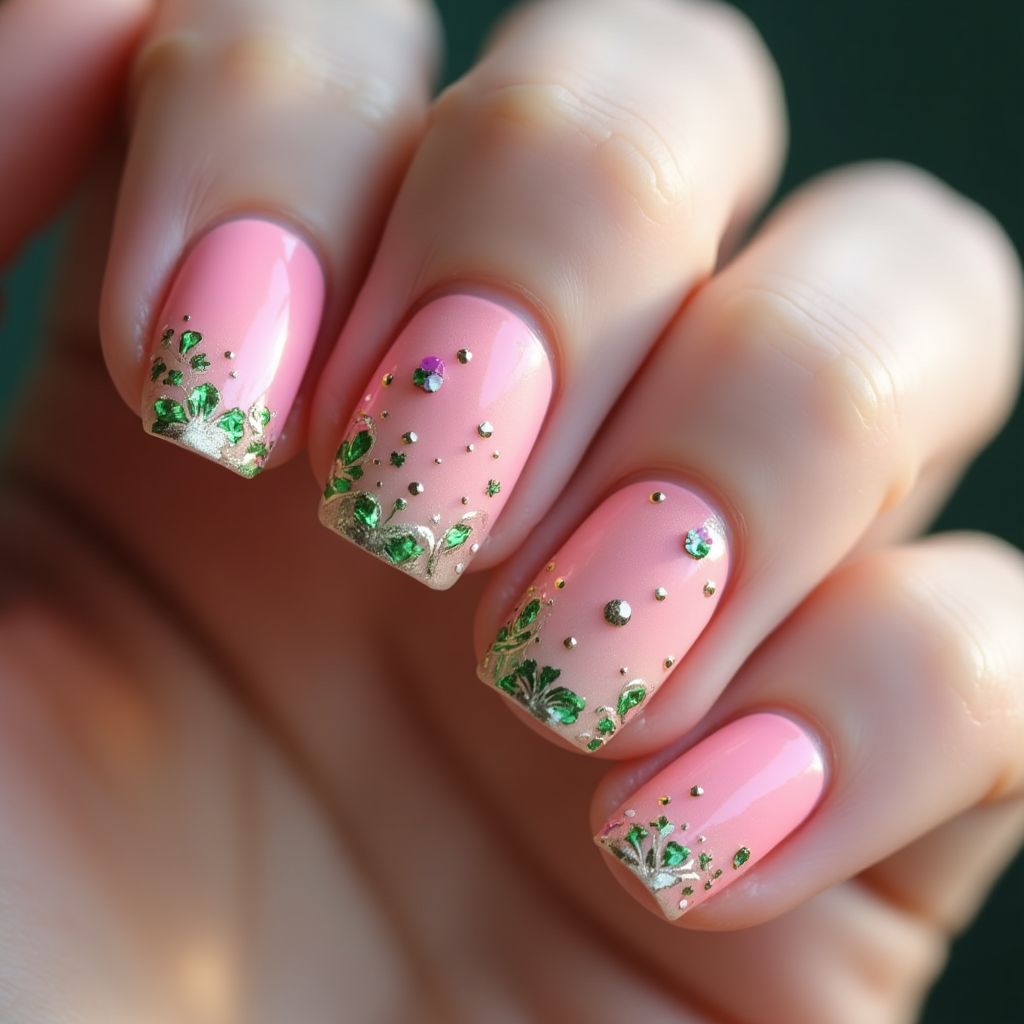 Pink St Patrick's Day Nail Design