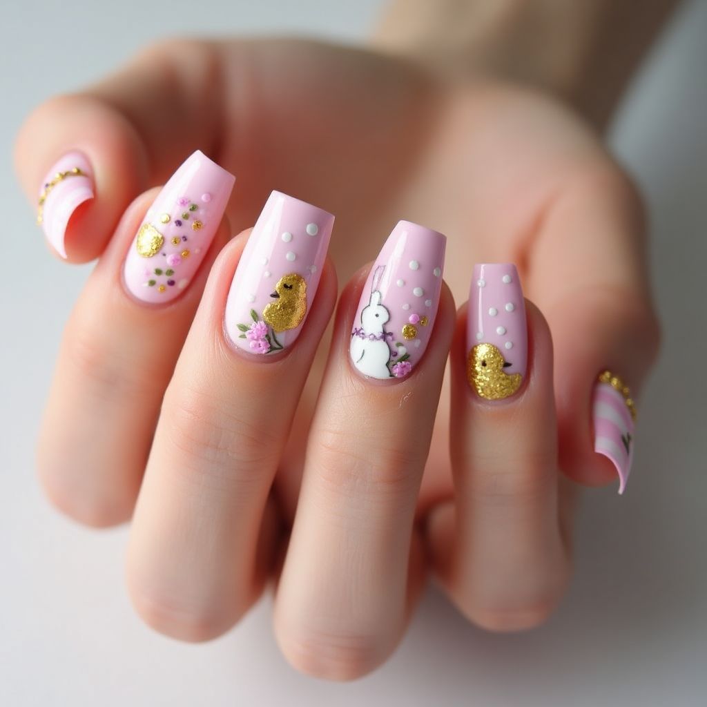 Baby Pink Easter Nail Design