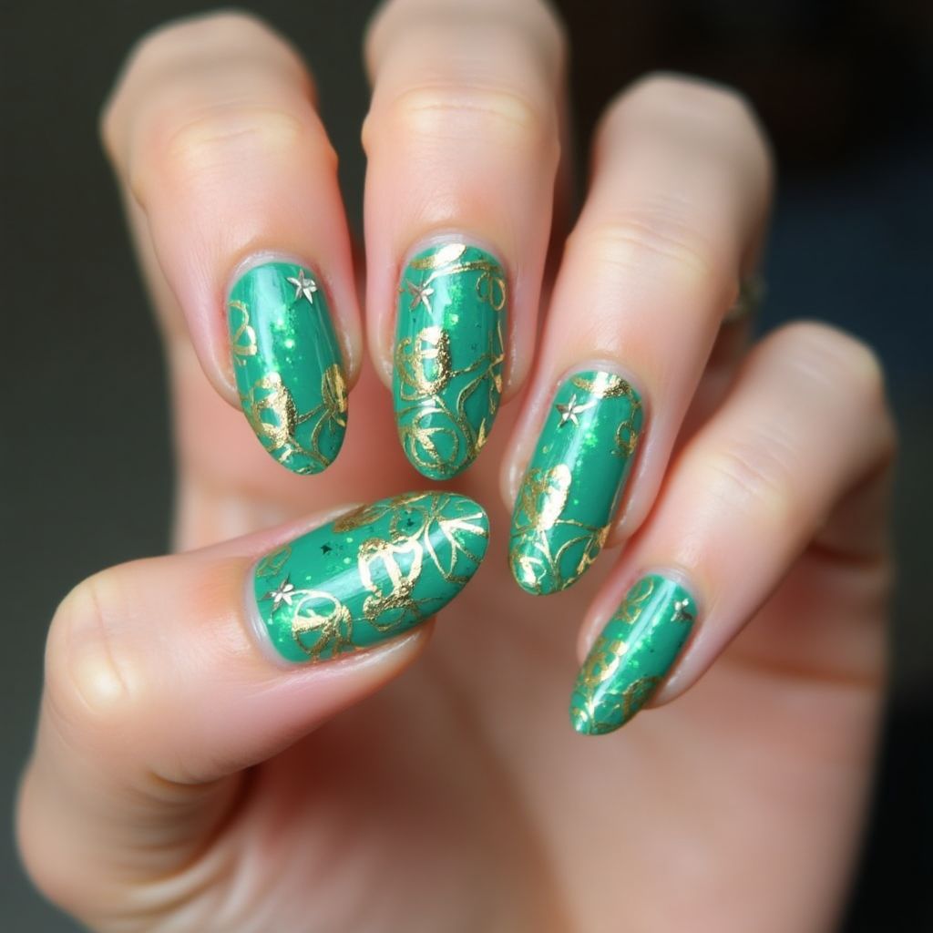 Turquoise St Patrick's Day Nail Design