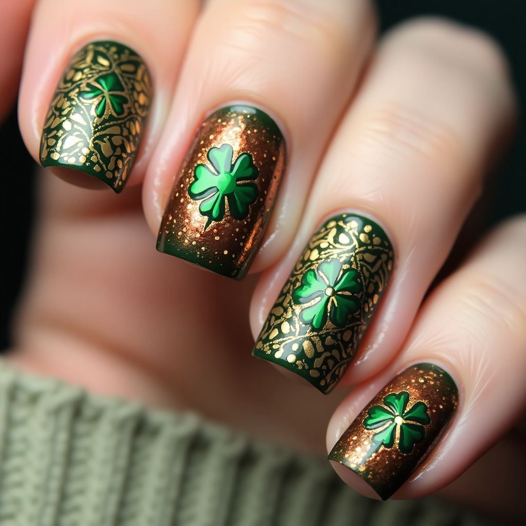 Copper St Patrick's Day Nail Design