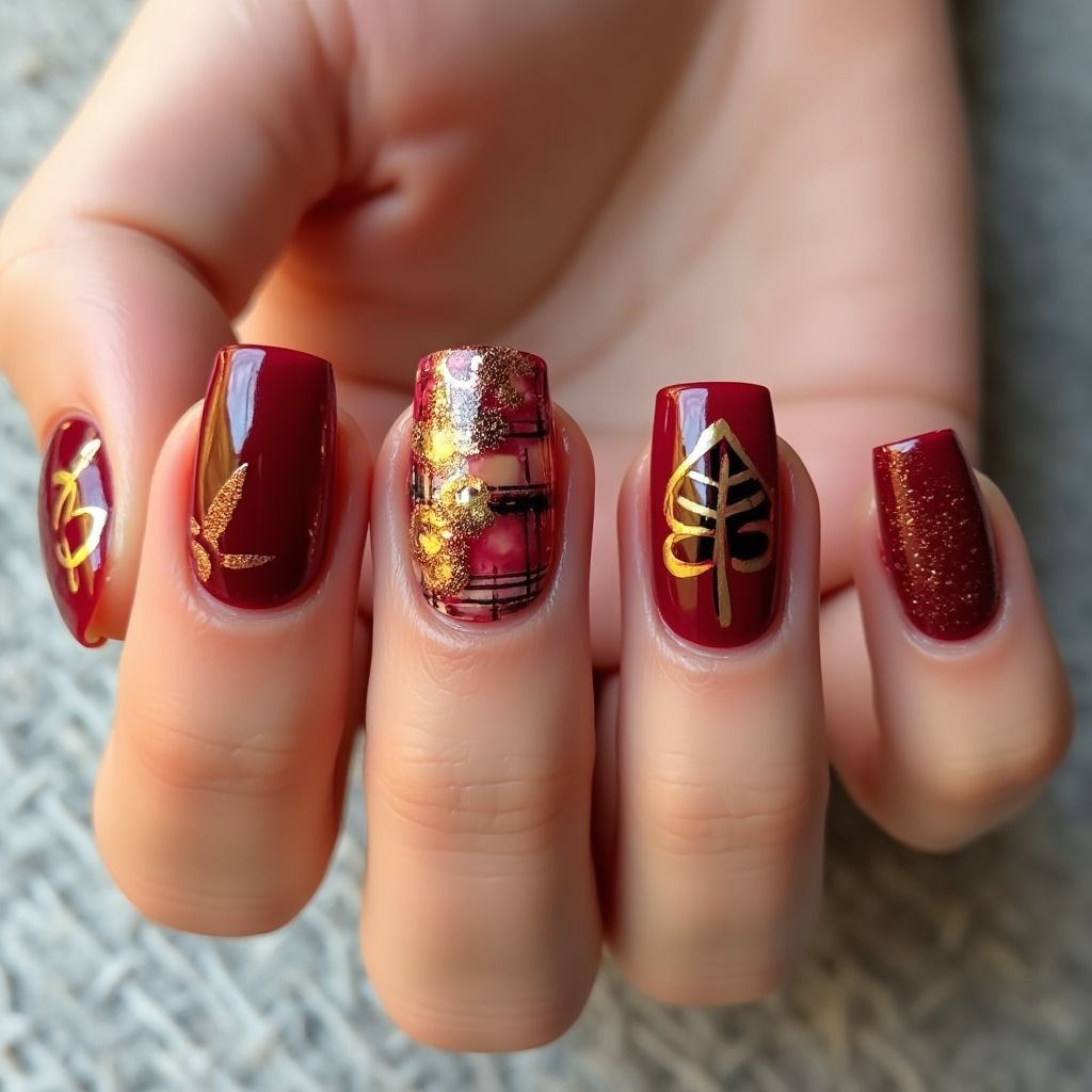 Red Thanksgiving Nail Design