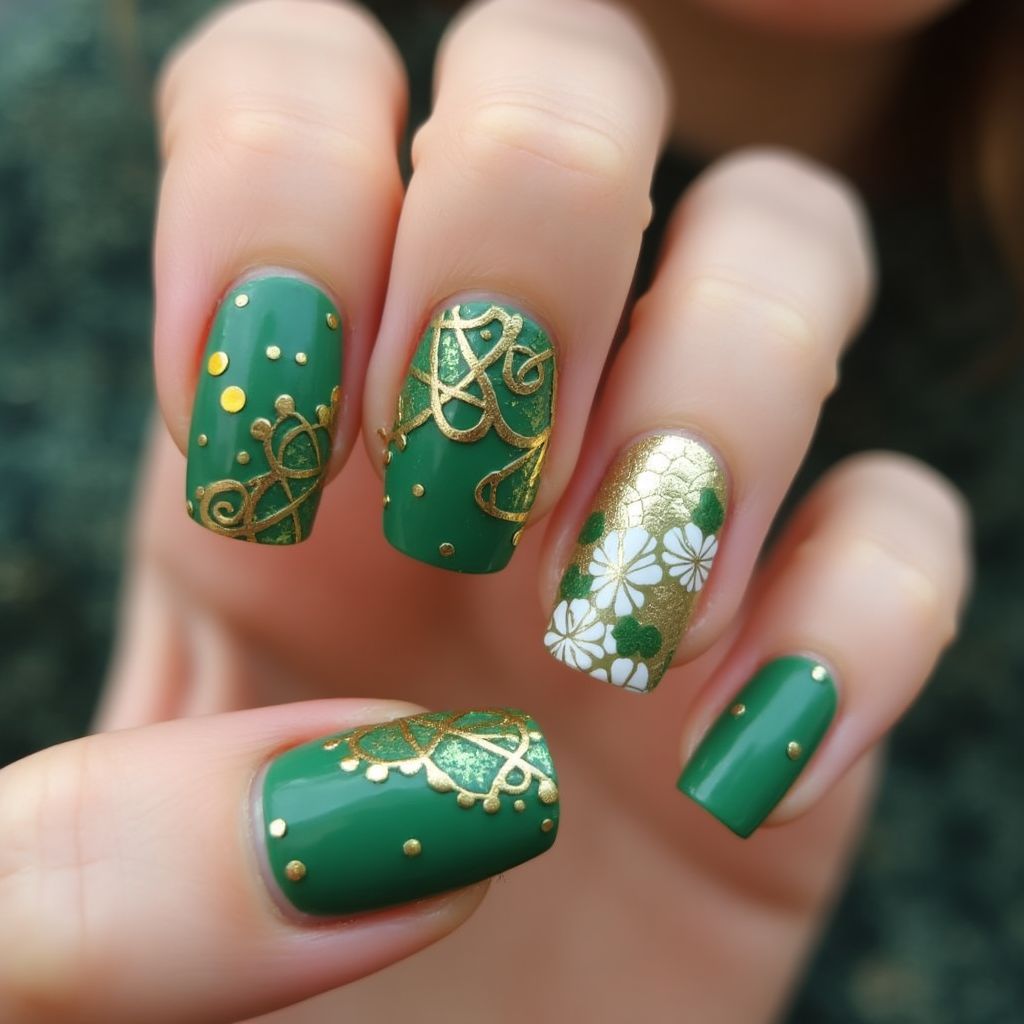 Emerald Green St Patrick's Day Nail Design