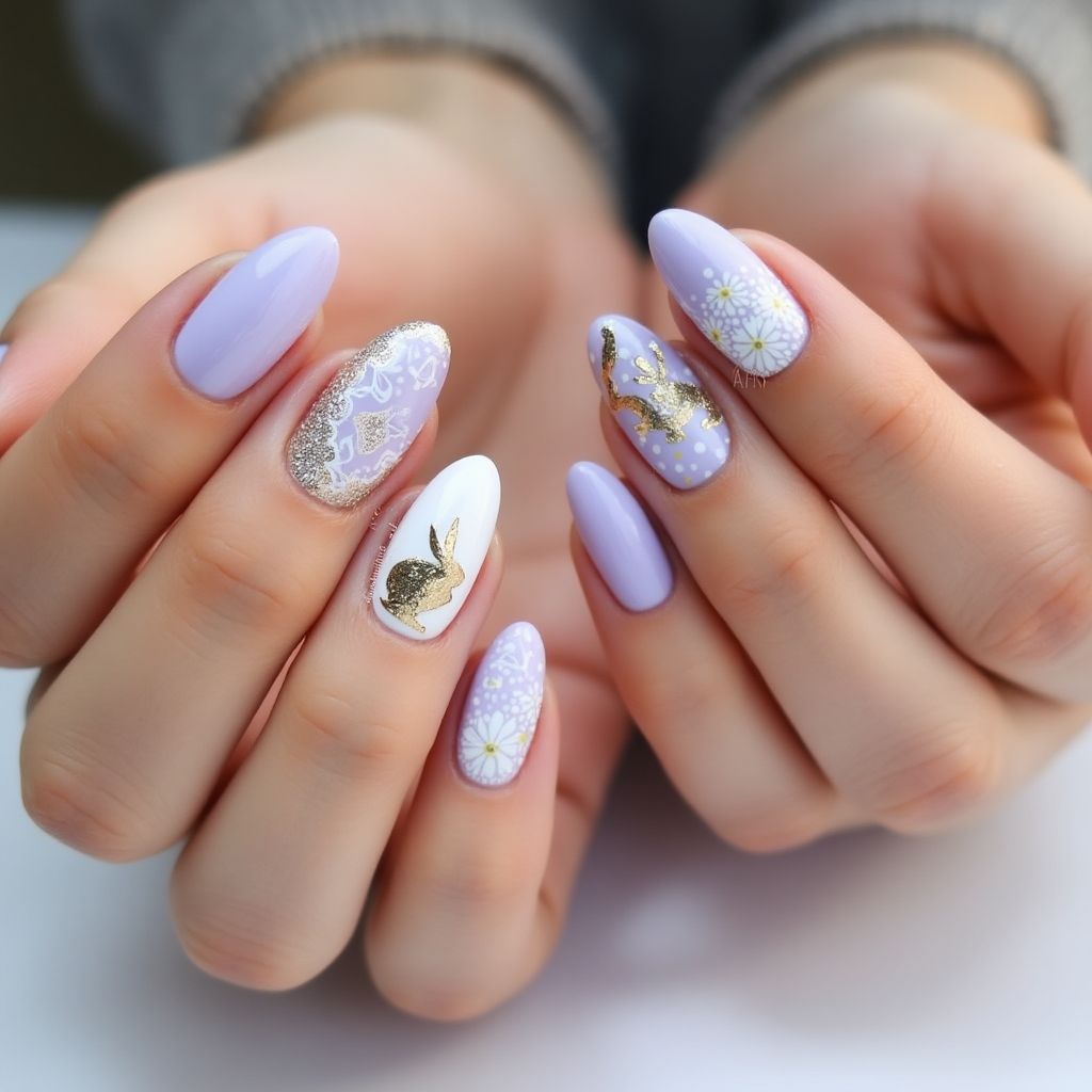 Lavender Easter Nail Design