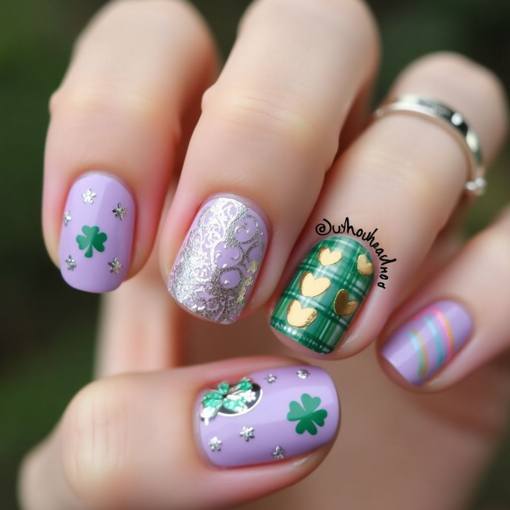 Lavender St Patrick's Day Nail Design