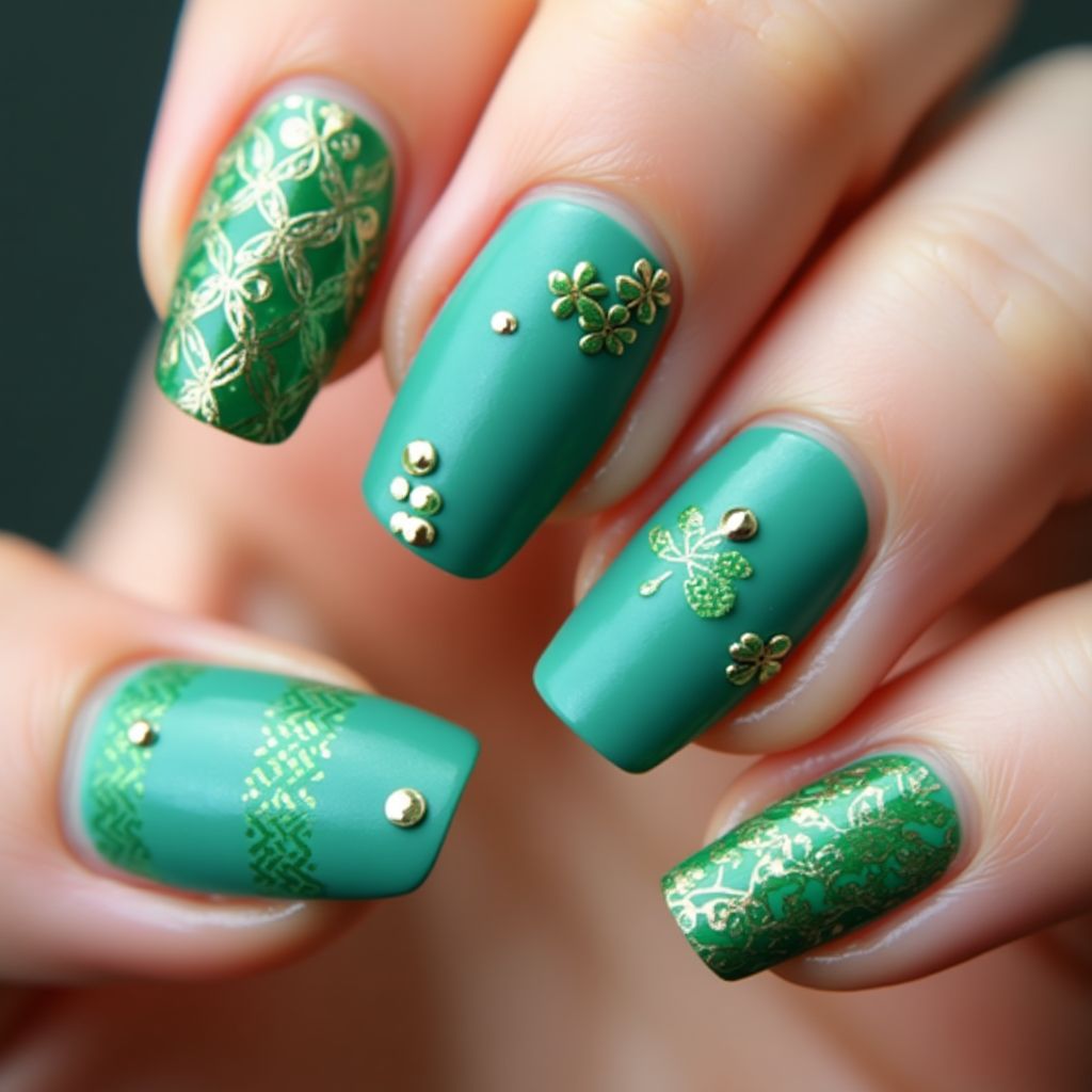 Turquoise St Patrick's Day Nail Design