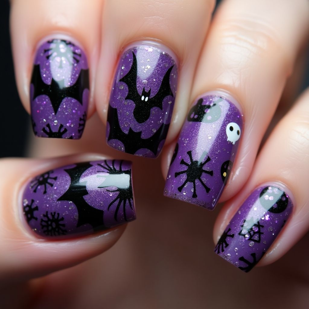 Purple Halloween Nail Design