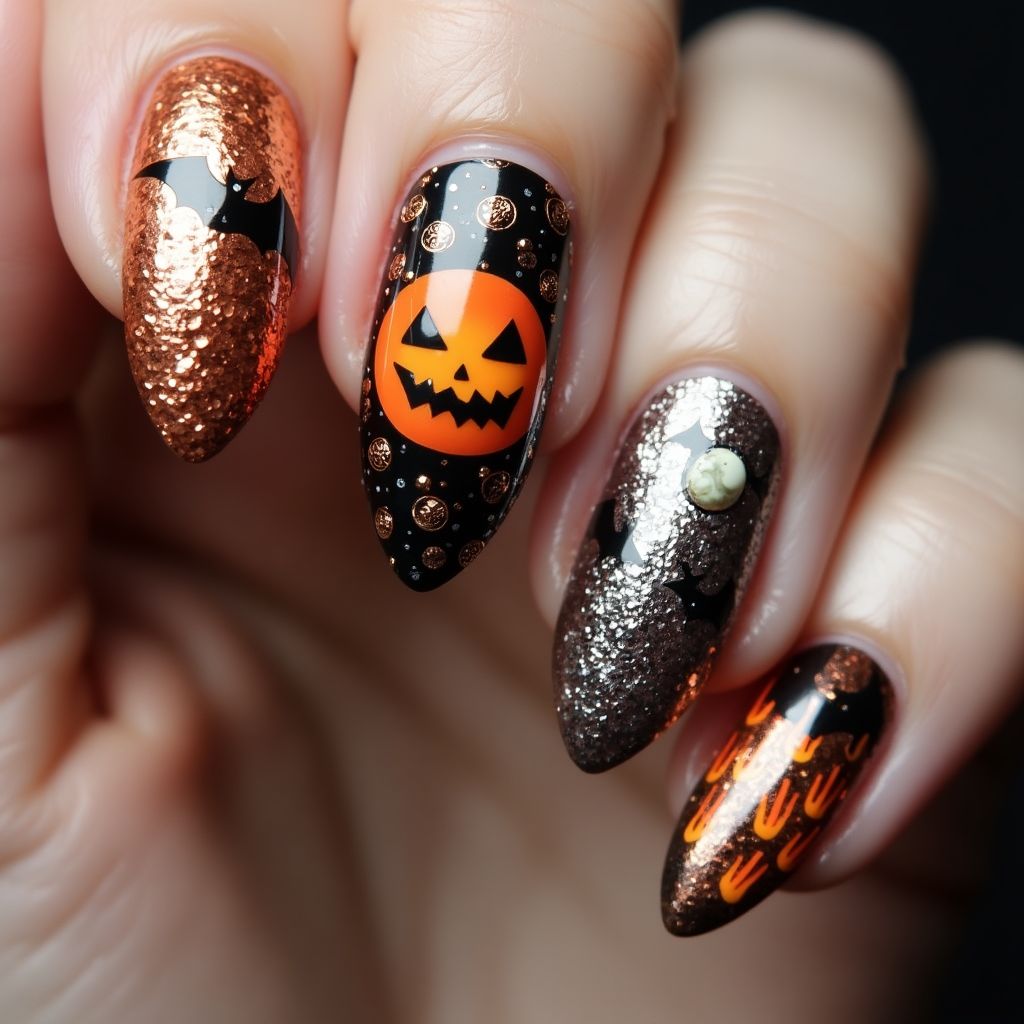 Copper Halloween Nail Design