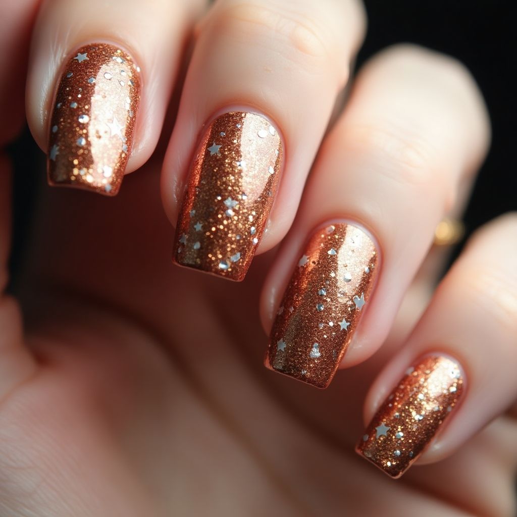 Copper New Year Nail Design