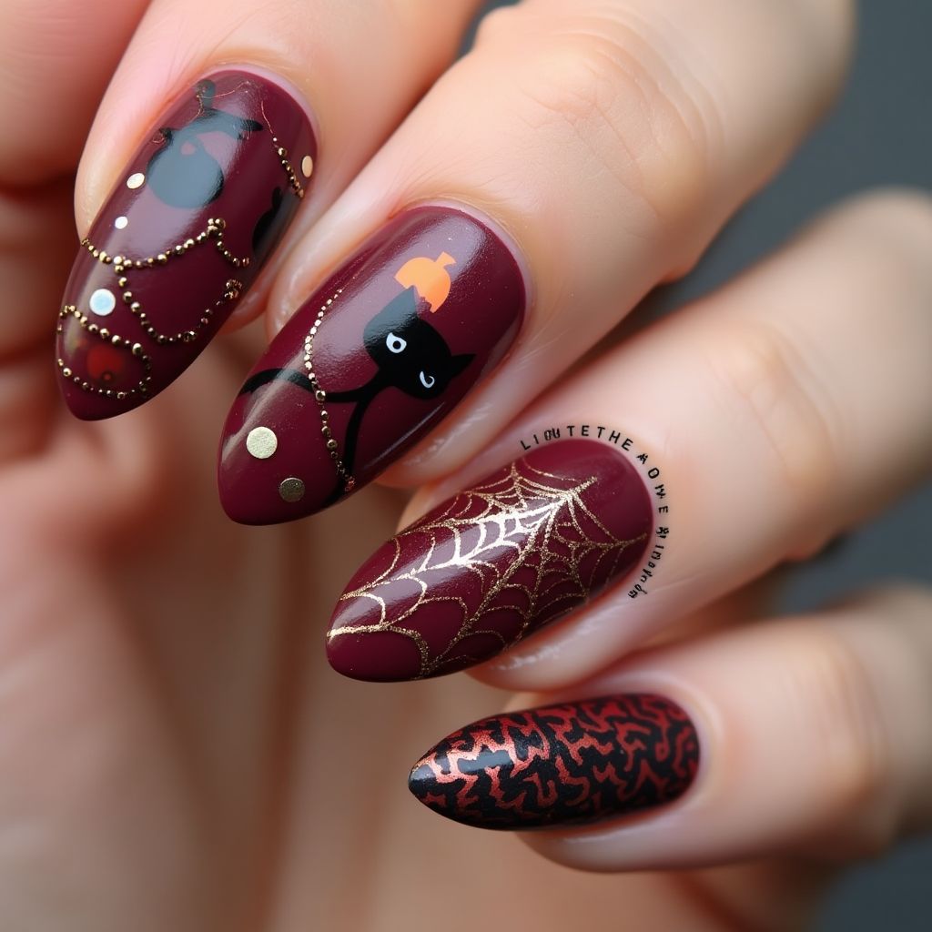 Wine Halloween Nail Design