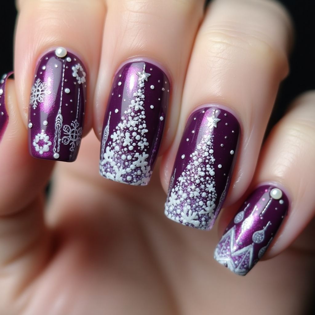 Purple Christmas Nail Design