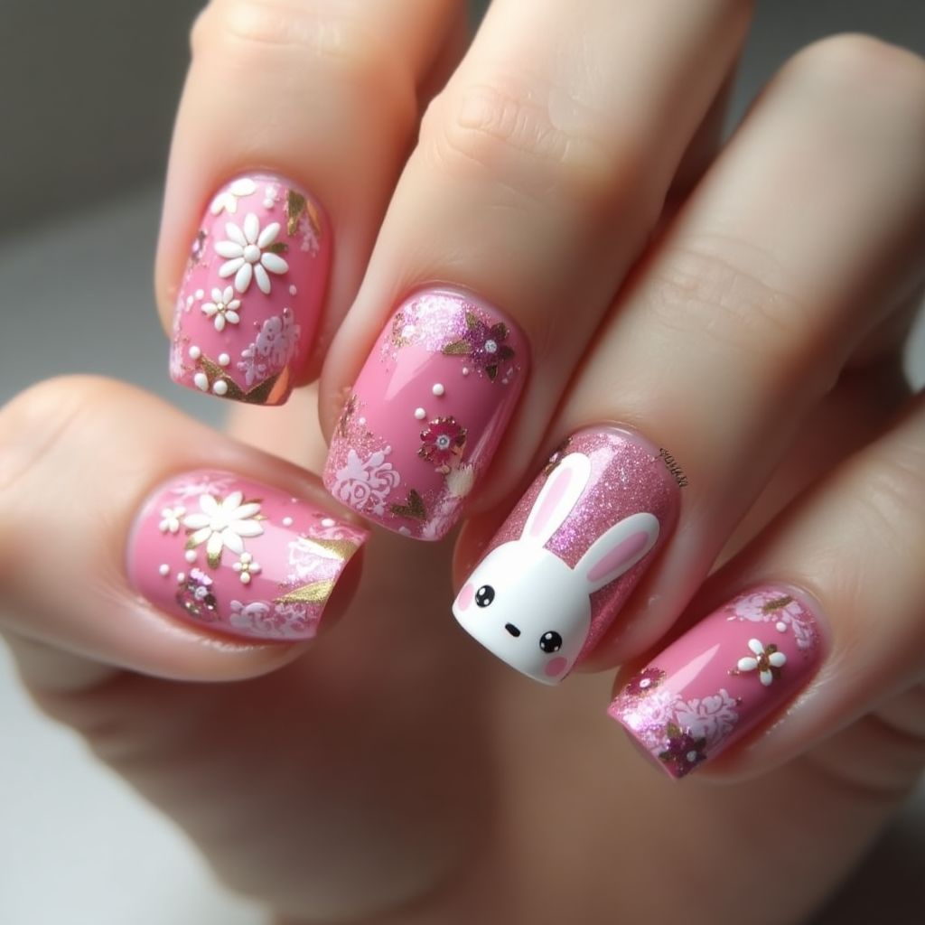 Fuchsia Easter Nail Design