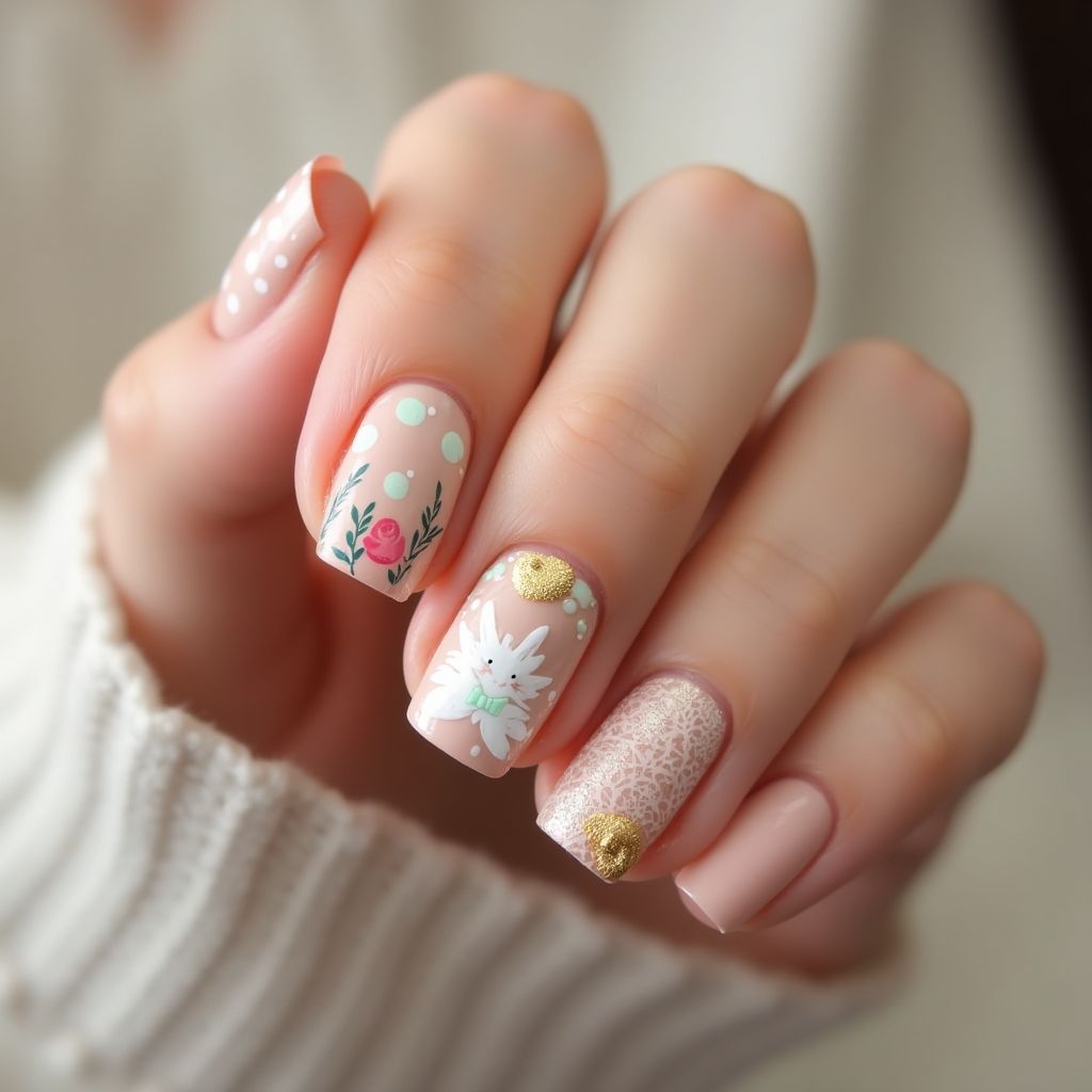 Tan Easter Nail Design