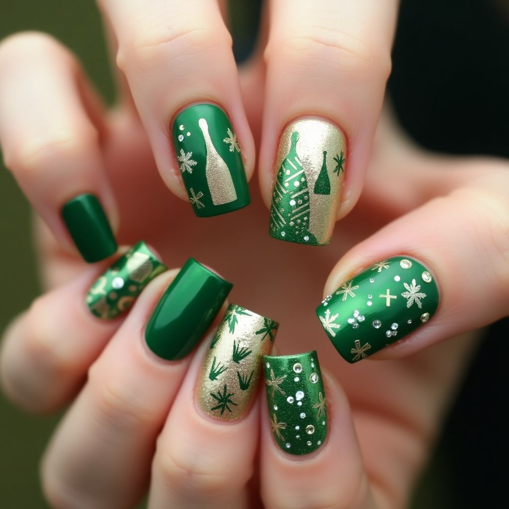 Green New Year Nail Design