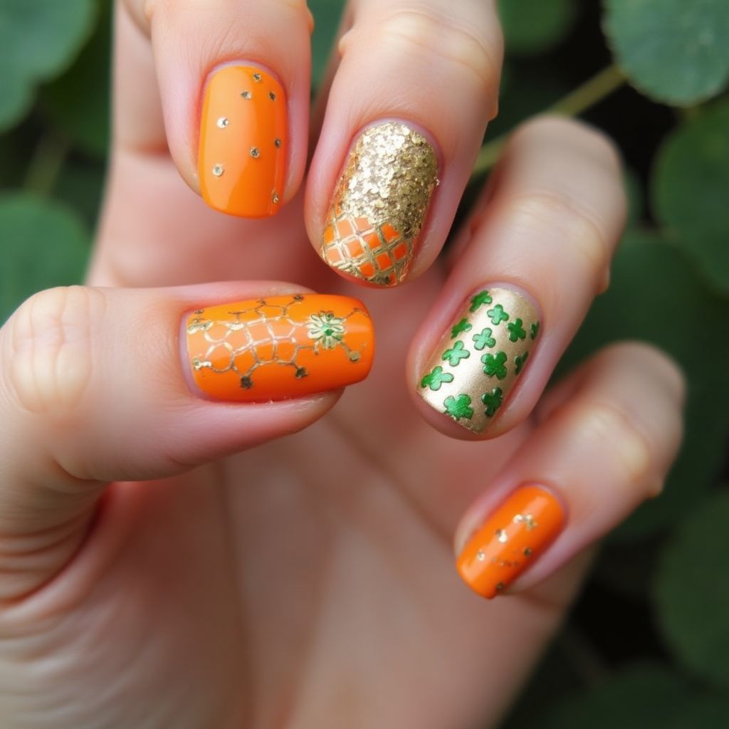 Orange St Patrick's Day Nail Design