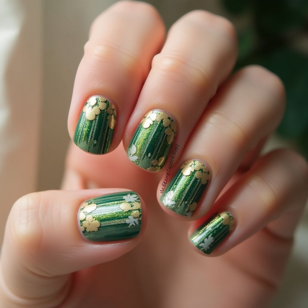 Tan St Patrick's Day Nail Design
