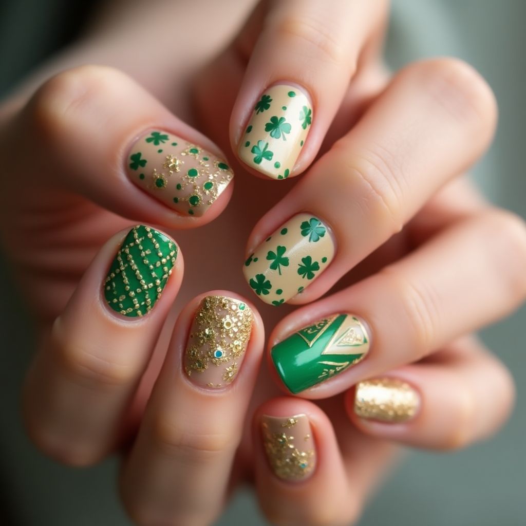 Tan St Patrick's Day Nail Design