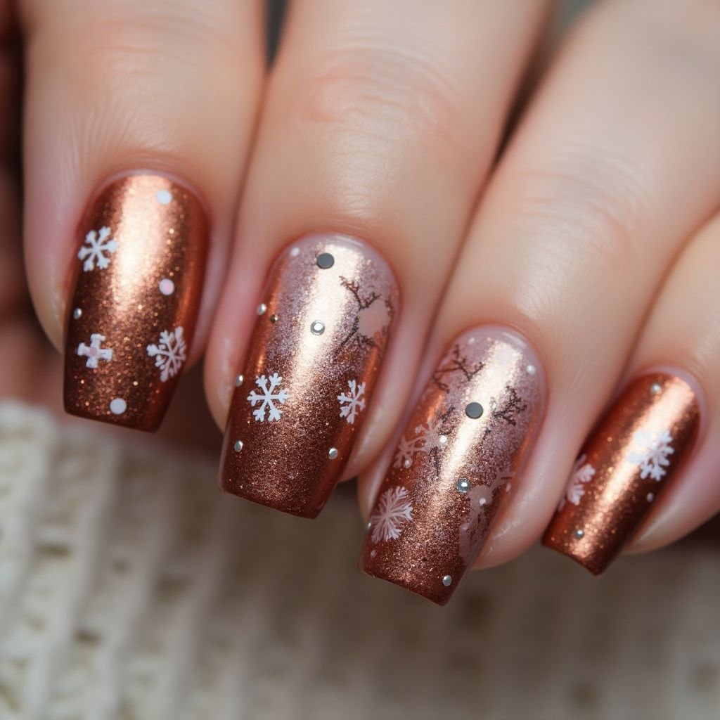 Copper Christmas Nail Design