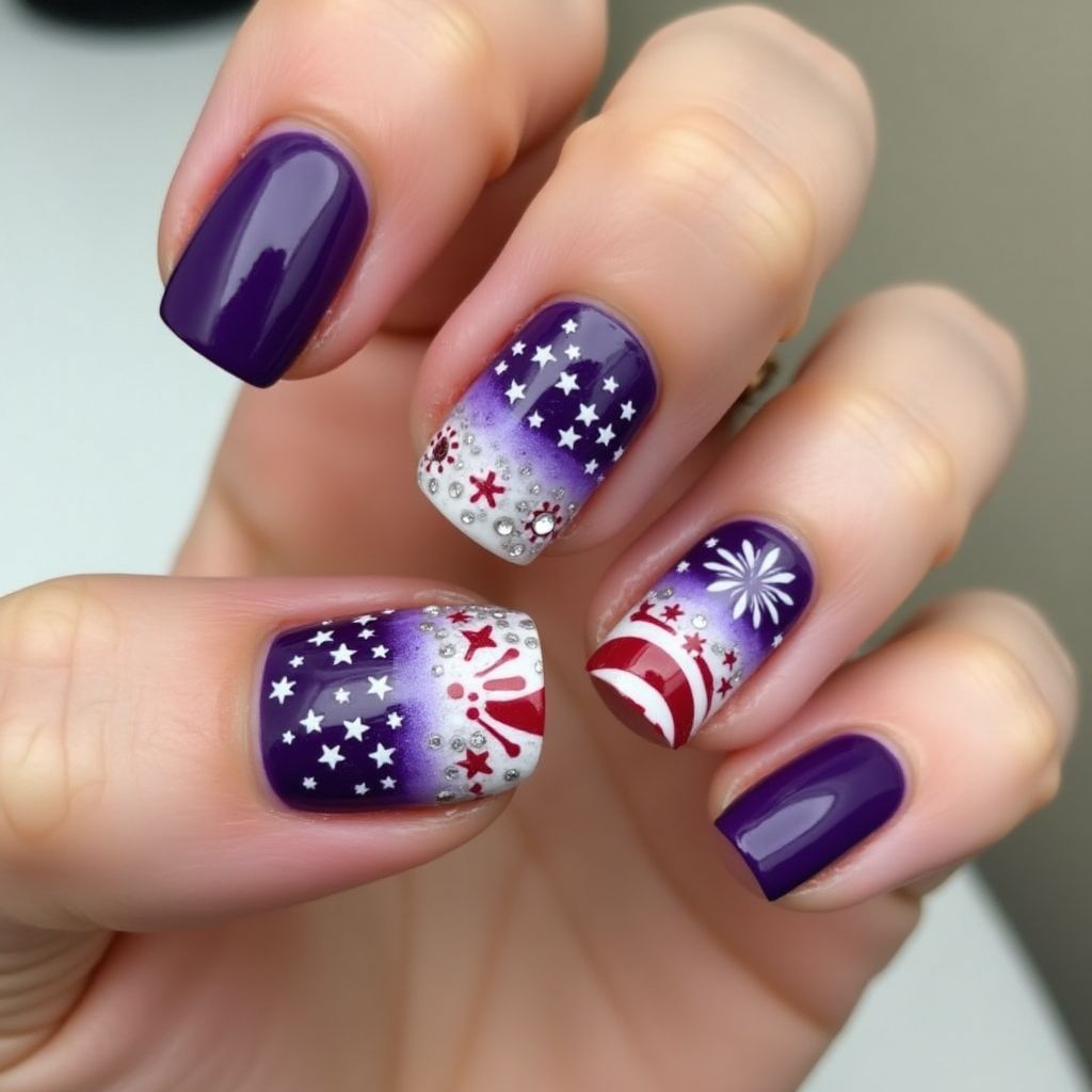 Purple 4th Of July Nail Design