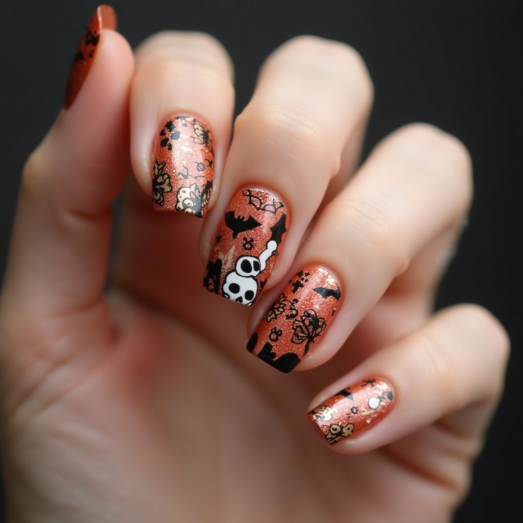 Copper Halloween Nail Design