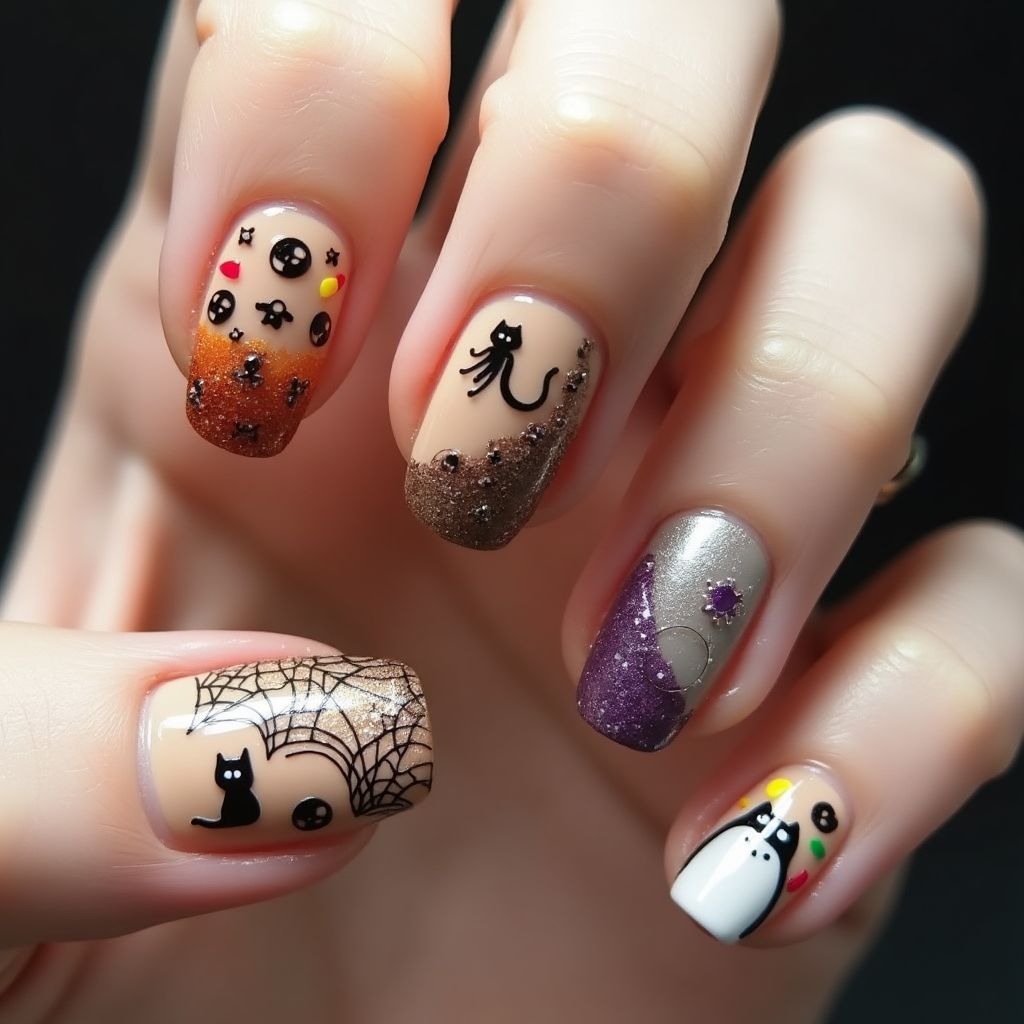 Tan Halloween Nail Design