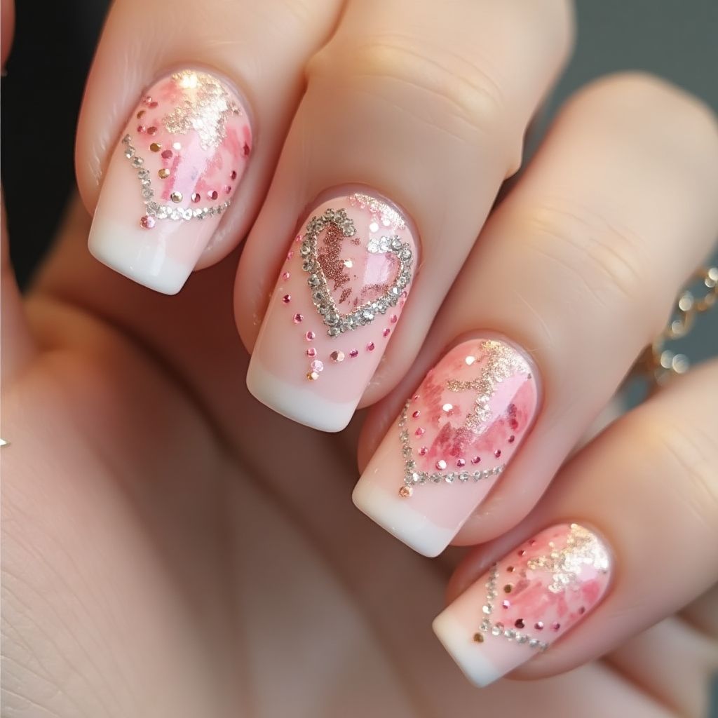Nude Valentine's Day Nail Design