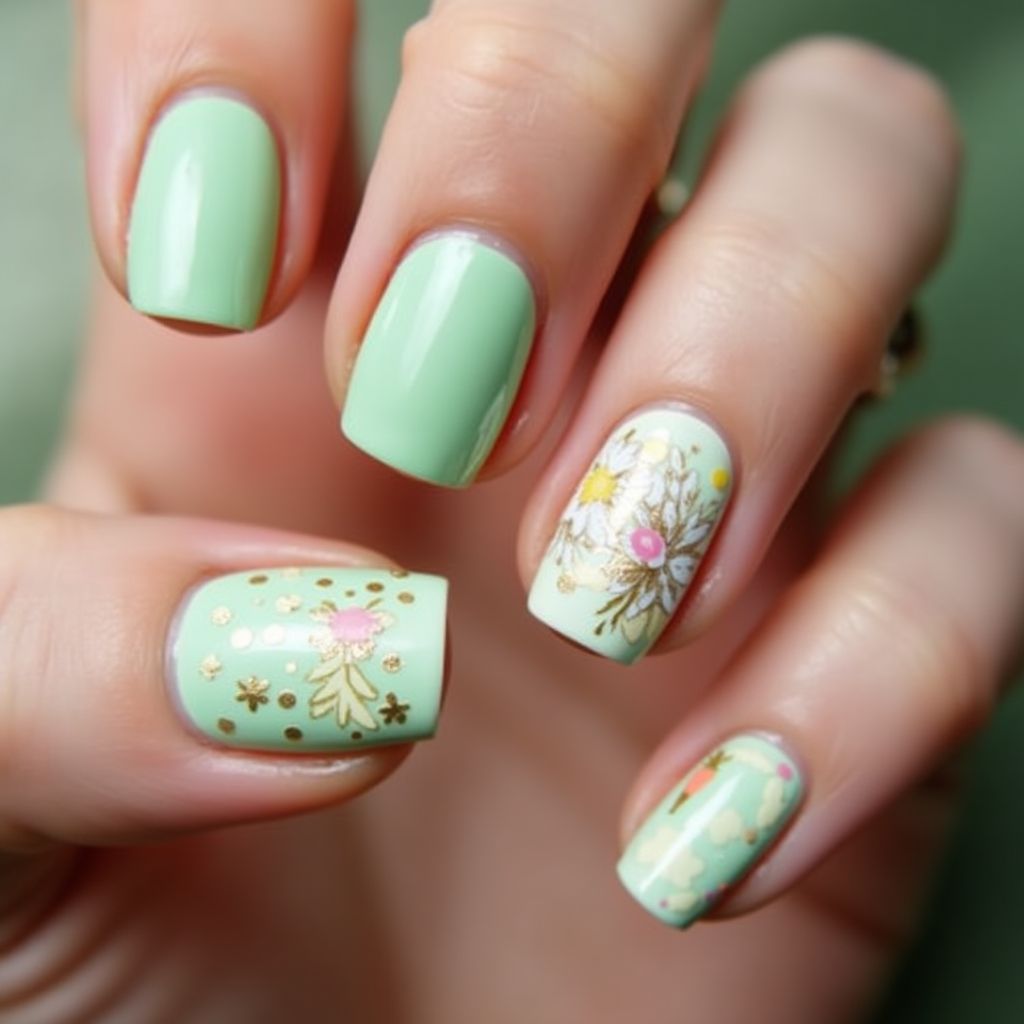 Pastel Green Easter Nail Design