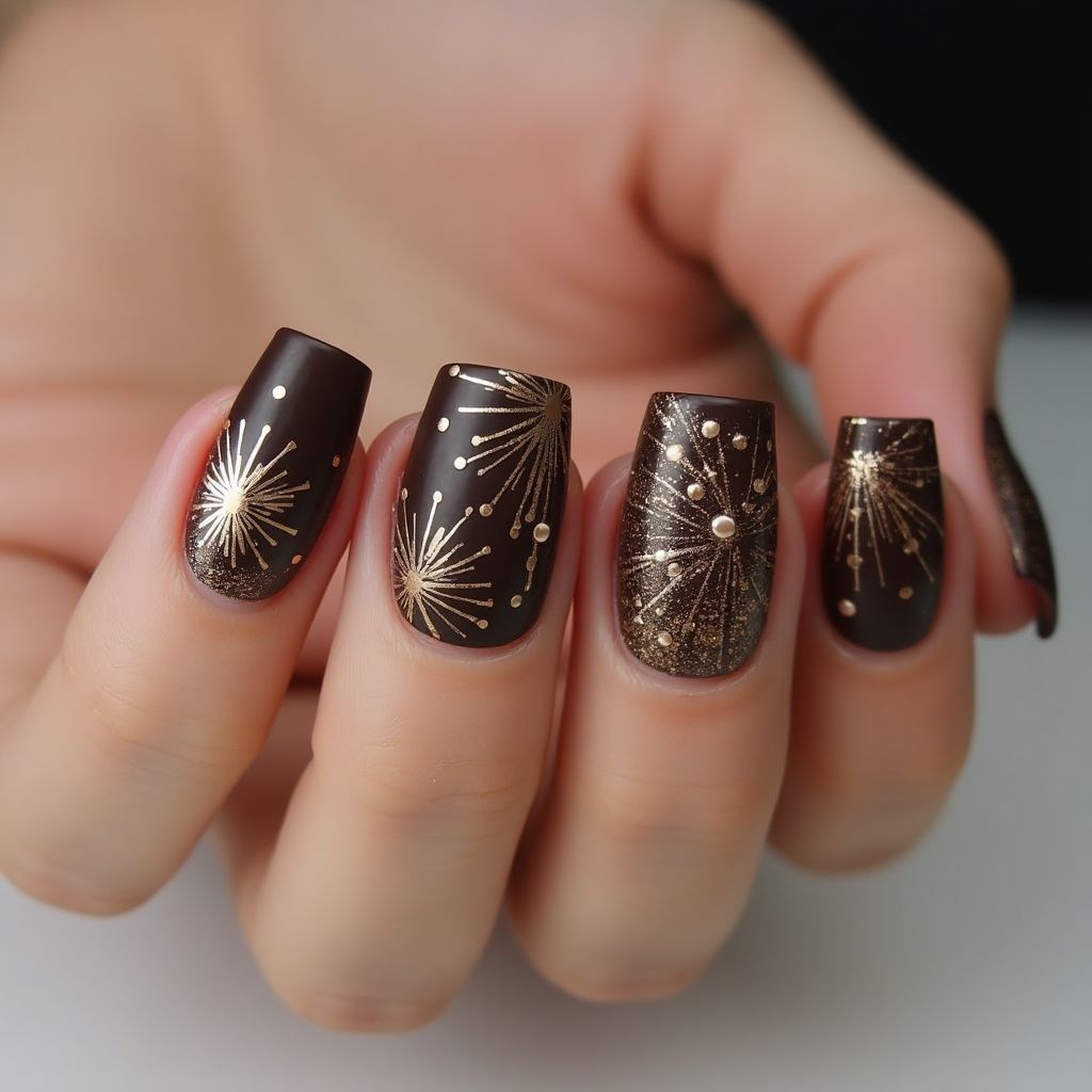Chocolate Brown New Year Nail Design